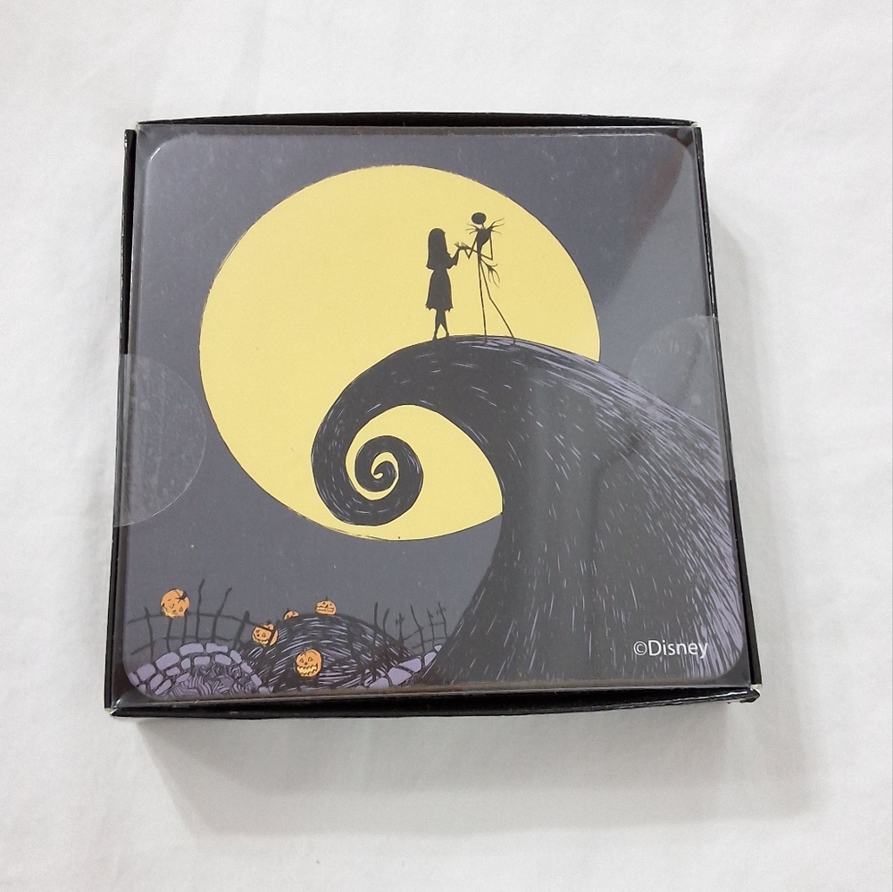 NEW Disney The Nightmare Before Christmas Set Of 4 Wood Coasters (4" x 4")